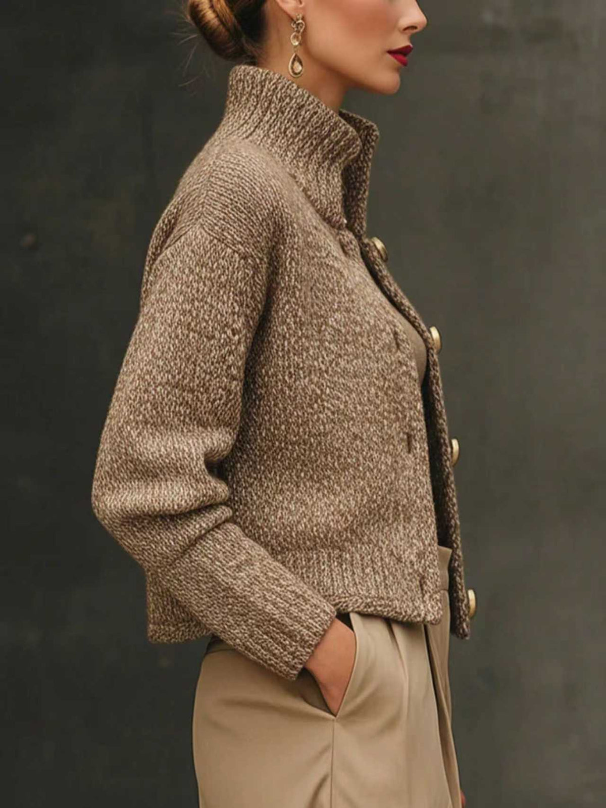 Jacke aus Wollmix in Gold-Beige - Ansicht 3