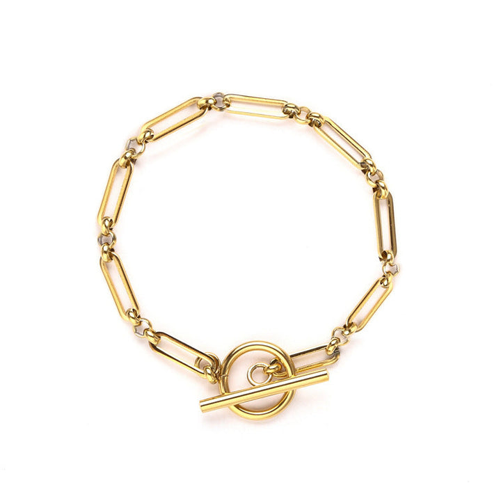 Bracelet manchette Link T-bar | Or blanc
