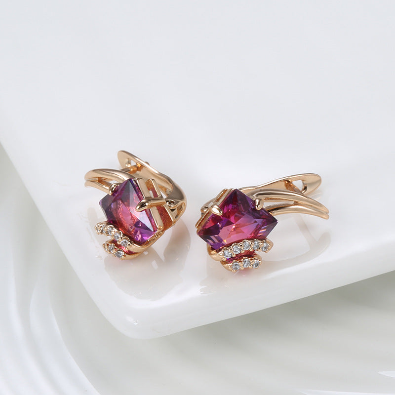 Crimson Square Crystal Ohrringe | Roségold
