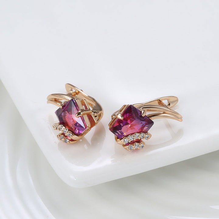 Crimson Square Crystal Ohrringe | Roségold