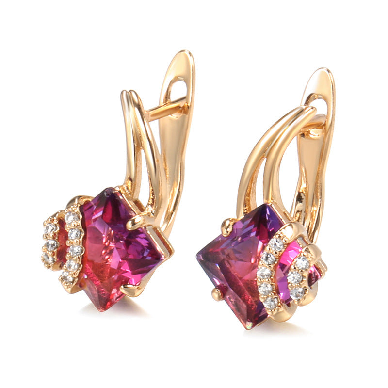 Crimson Square Crystal Ohrringe | Roségold