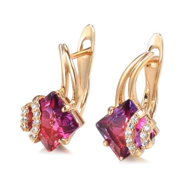 Crimson Square Crystal Ohrringe | Roségold