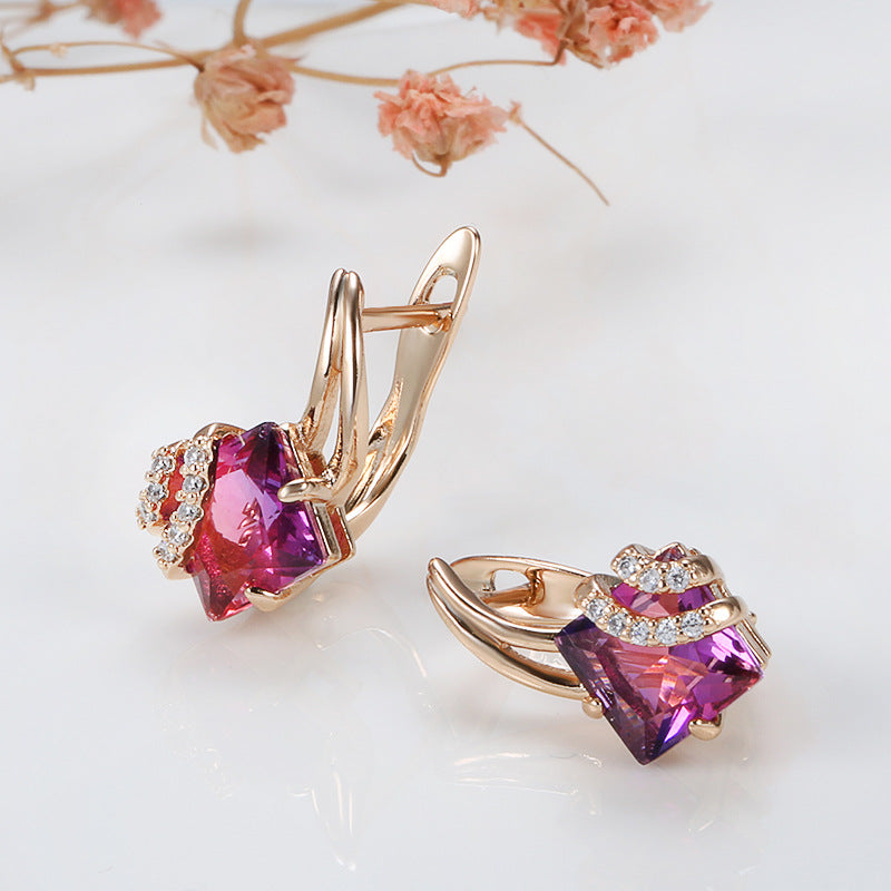 Crimson Square Crystal Ohrringe | Roségold