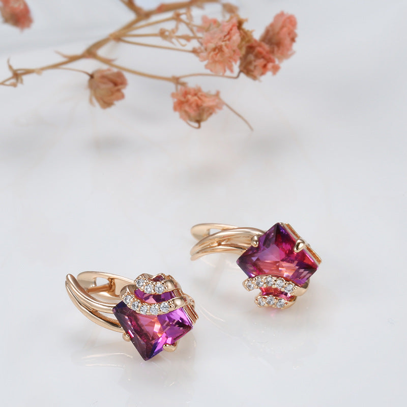 Crimson Square Crystal Ohrringe | Roségold
