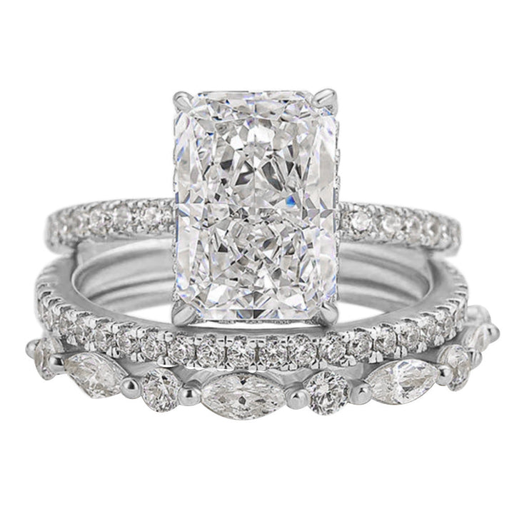 Jaily 3PC Hochzeitsring-Set | Weißgold