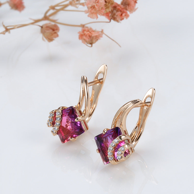 Crimson Square Crystal Ohrringe | Roségold