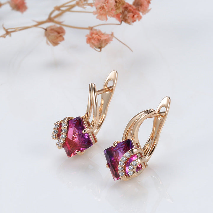 Crimson Square Crystal Ohrringe | Roségold