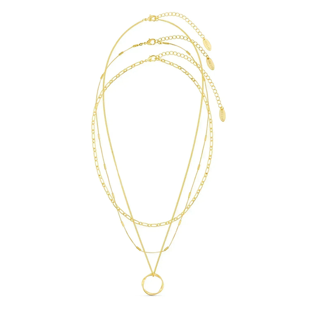 Offenes Hoepelcollier mit Drei Reihen in Gold