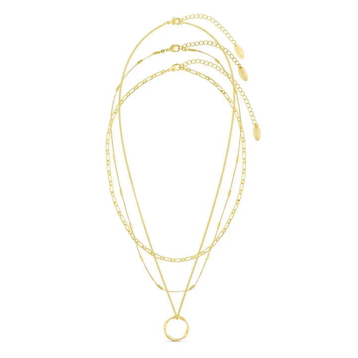 Offenes Hoepelcollier mit Drei Reihen in Gold