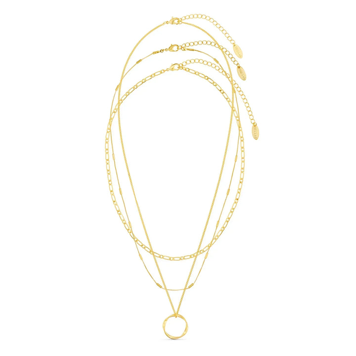 Offener Kreis Halskette Dreireihig | Gold