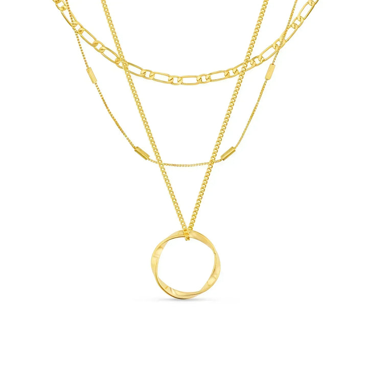 Offenes Hoepelcollier mit Drei Reihen in Gold