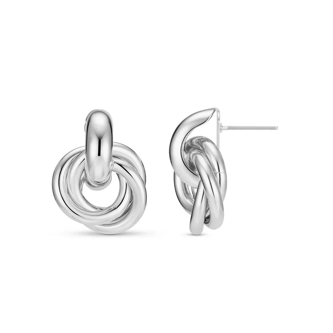 Statement Interlocking Ohrringe | Weißgold