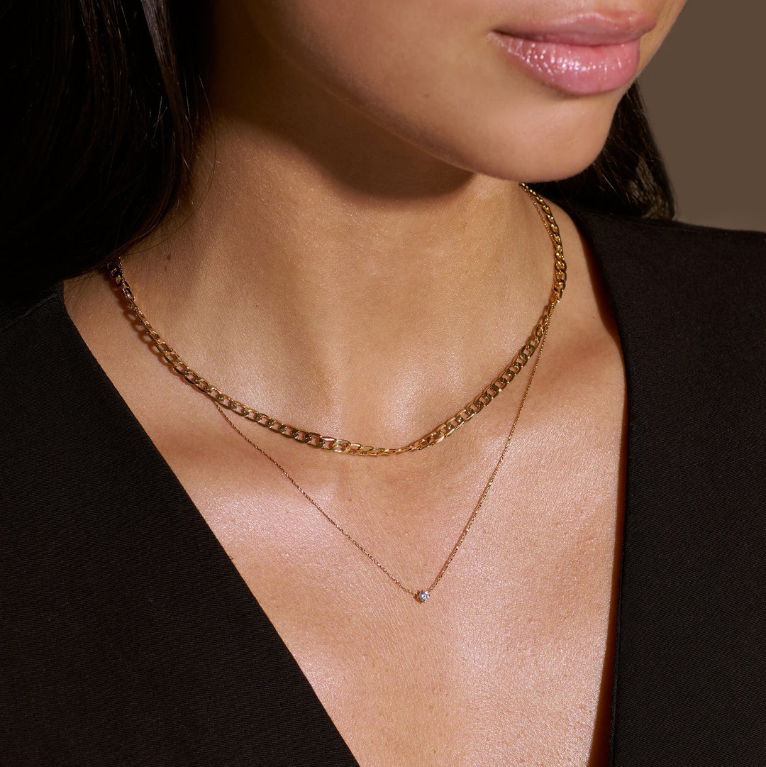 Curb-Ketten Halskette mit Flachgliedern | Gold