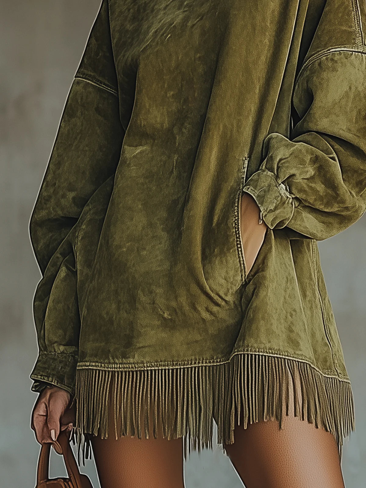 Kleid mit Fransen in Grün - Ansicht 5