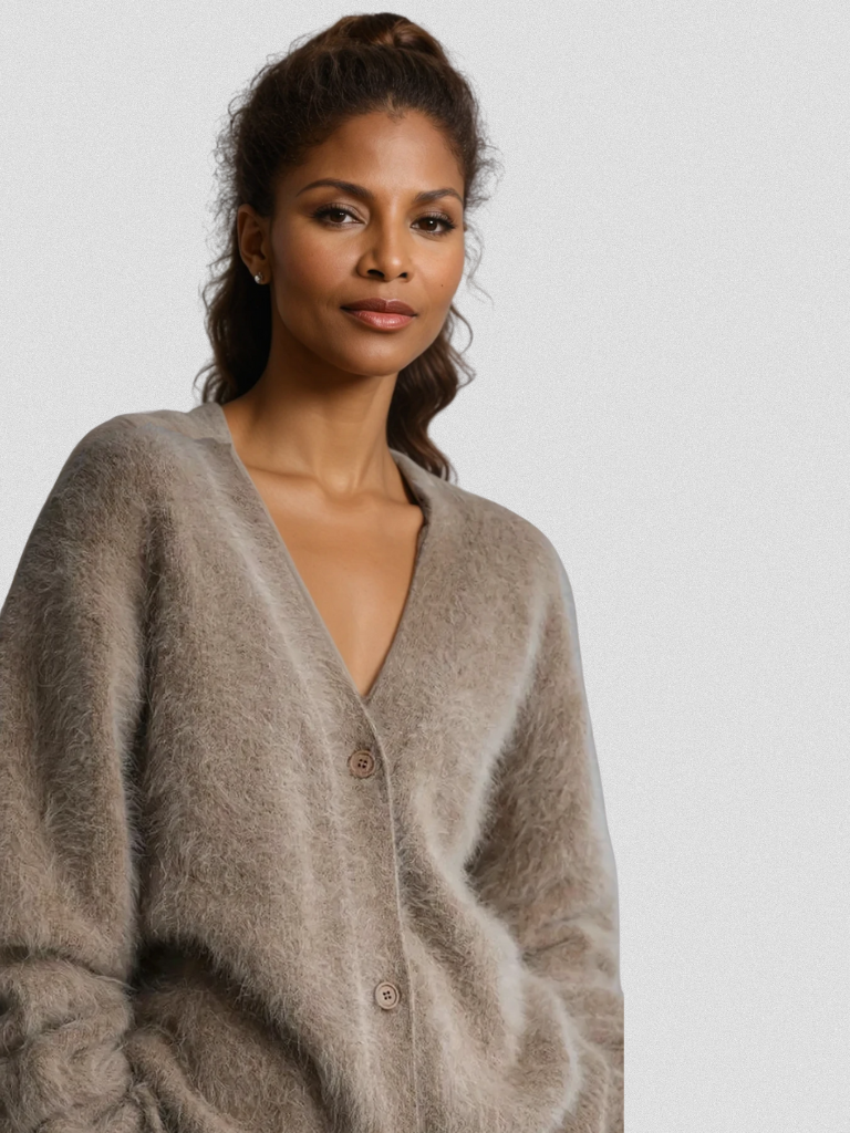 Strickjacke in Beige und Hellgrau