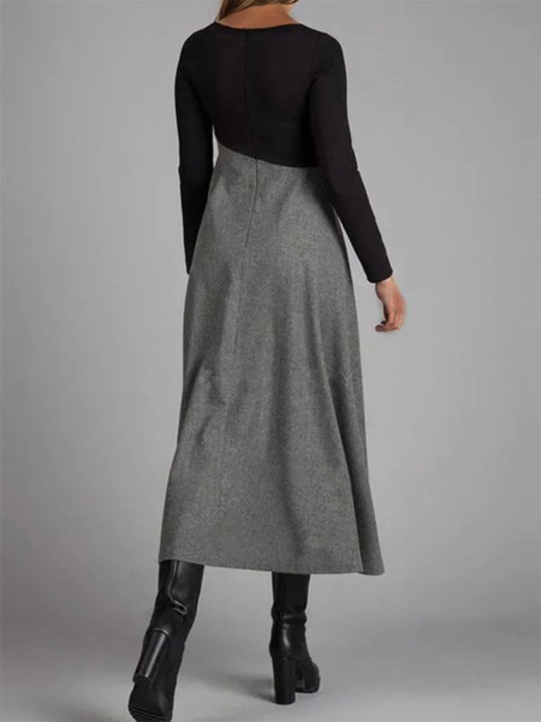 Maxikleid in Grau und Caramel - Ansicht 4