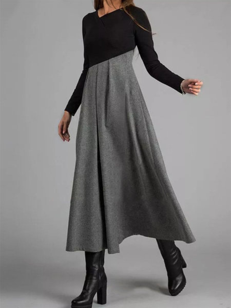 Maxikleid in Grau und Caramel - Ansicht 3