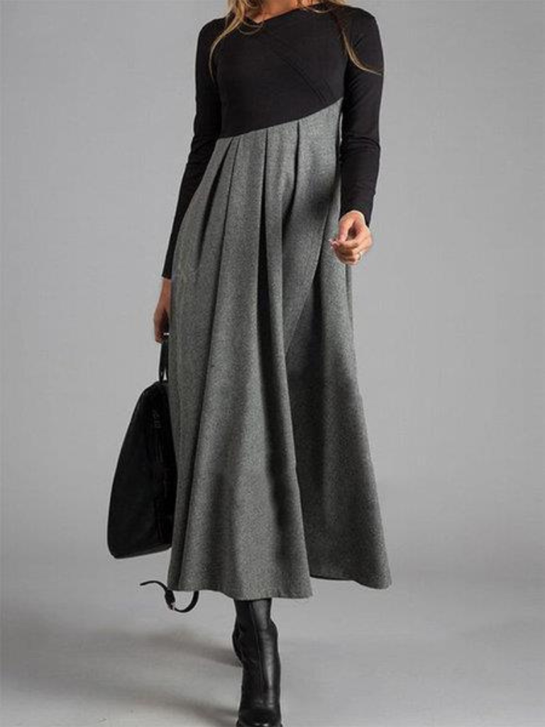 Maxikleid in Grau und Caramel - Ansicht 2