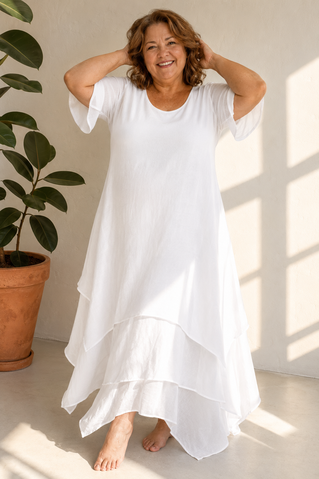 Maxikleid in Rosa und Blau und Gelb - Ansicht 4