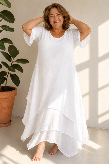 Maxikleid in Rosa und Blau und Gelb - Ansicht 4