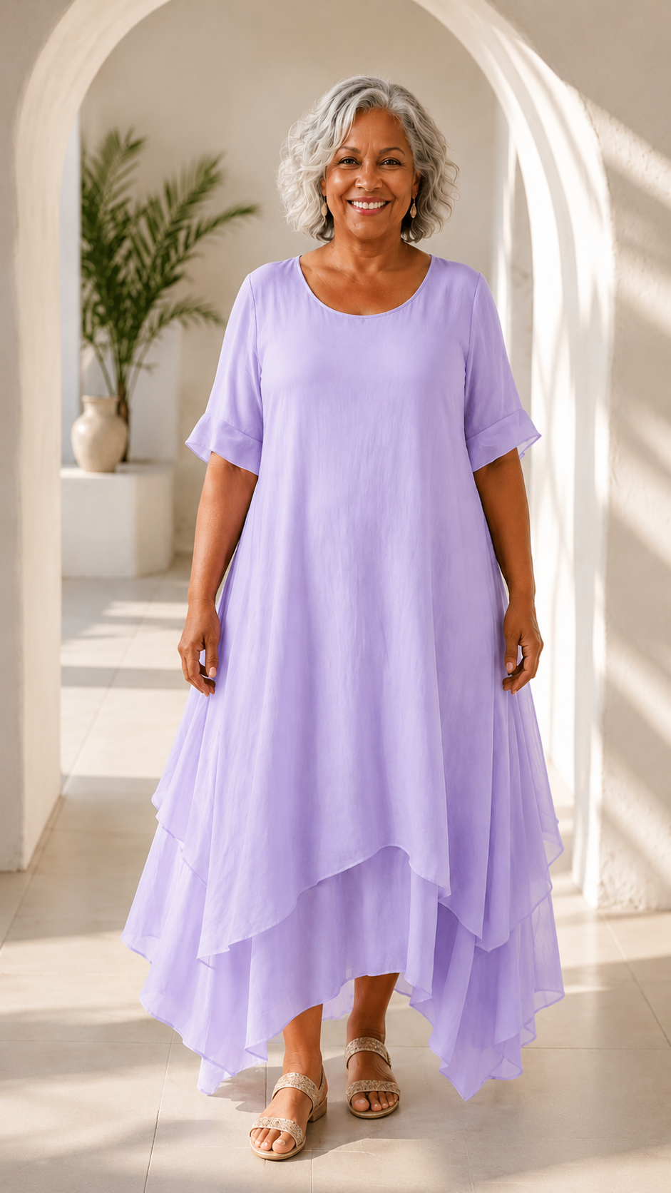 Maxikleid in Rosa und Blau und Gelb - Ansicht 5