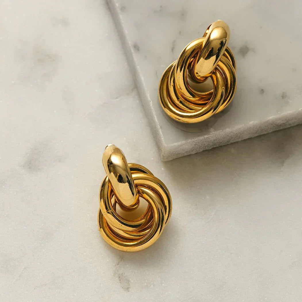 Statement Interlocking Ohrringe | Weißgold