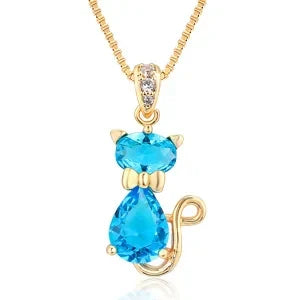Kristall Katzen Anhänger Halskette
