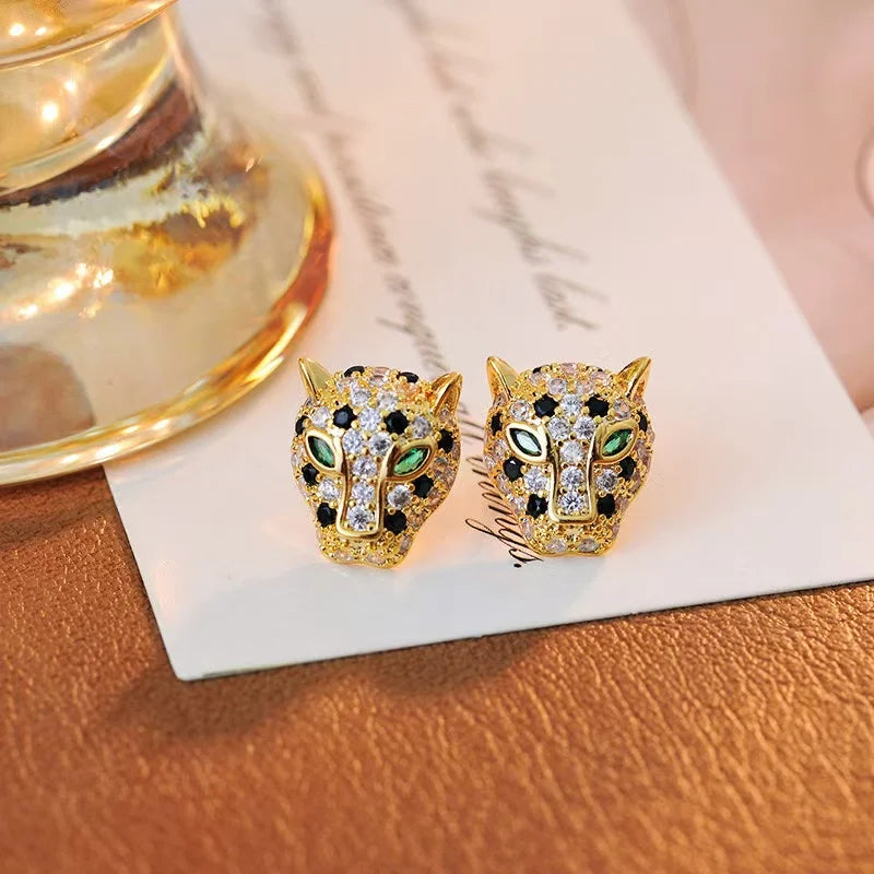 Bunter Leopard Kristall Statement Ohrringe