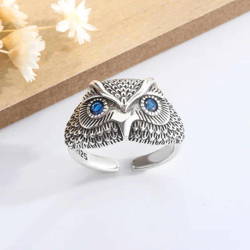 Eulen Ring in Sterlingsilber