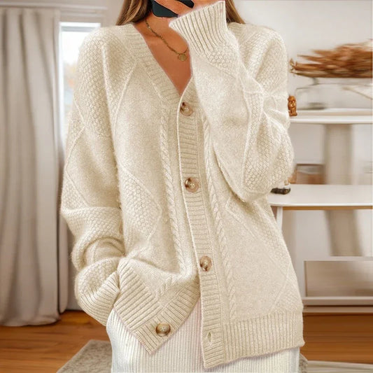 Strickjacke mit Zopfmuster - Ansicht 2