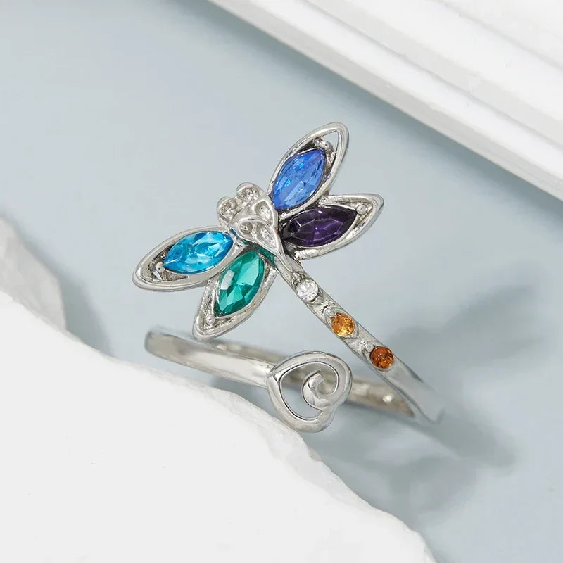 Vintage verstellbarer Libellen Ring