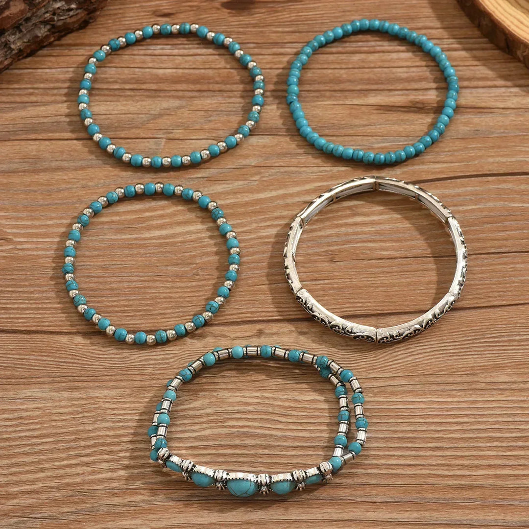 Ensemble de bracelets avec perles turquoises