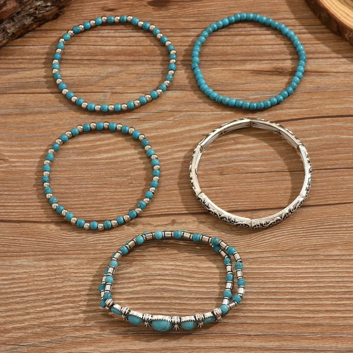 Ensemble de bracelets avec perles turquoises