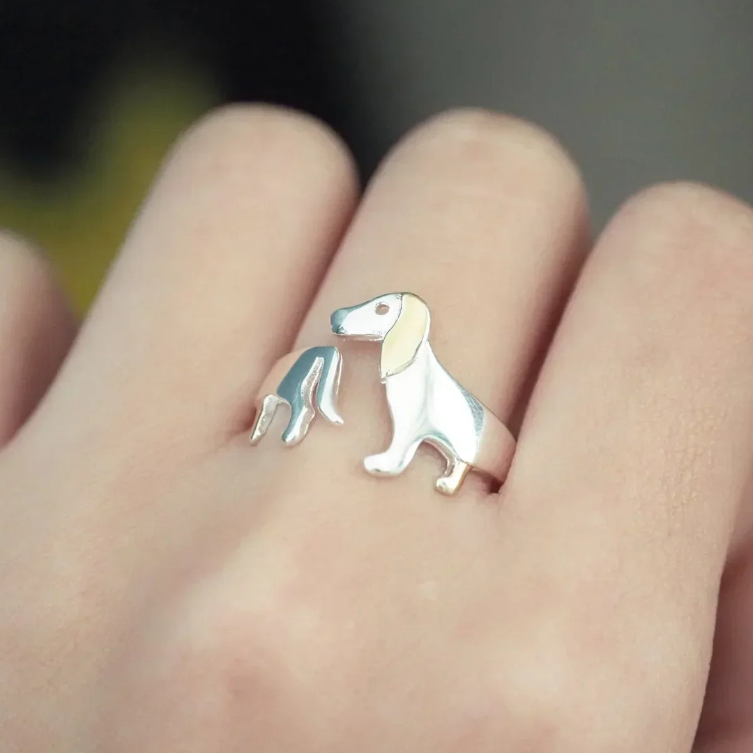 925 Sterlingsilber Dackel Ring