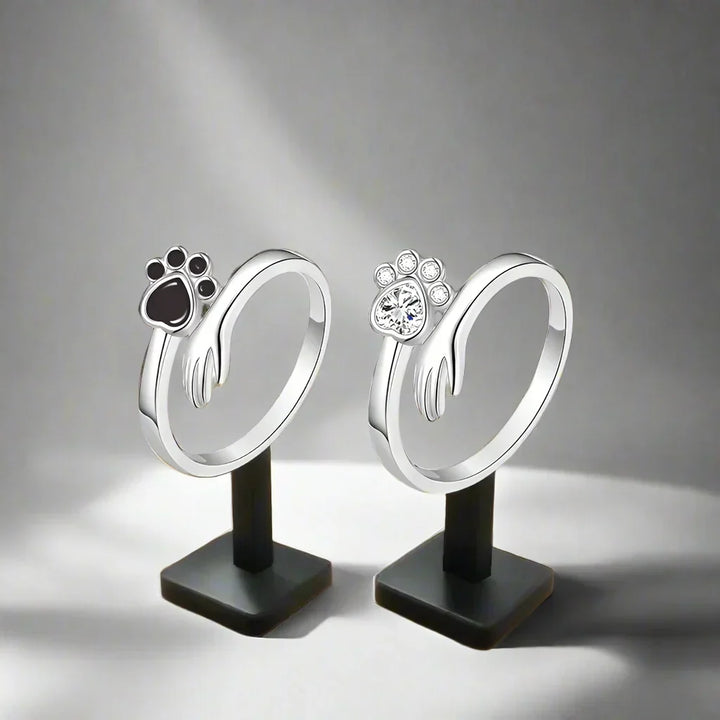 925 Sterlingsilber verstellbarer Ring mit Hand und Pfotenabdruck