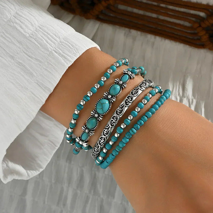 Ensemble de bracelets avec perles turquoises