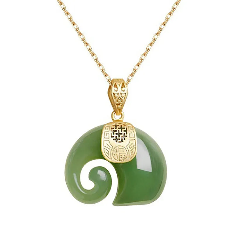 Hetian Jade Elefant Anhänger Halskette