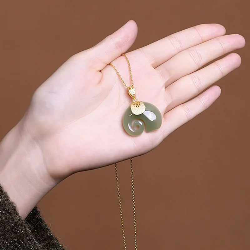 Hetian Jade Elefant Anhänger Halskette