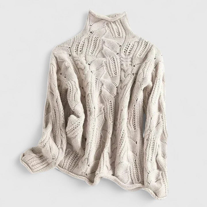 Strickpullover in Beige und Blau