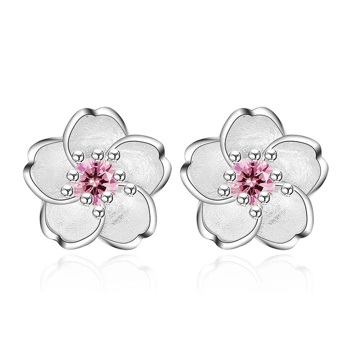 Blumenförmige Ohrstecker mit Zirkonia