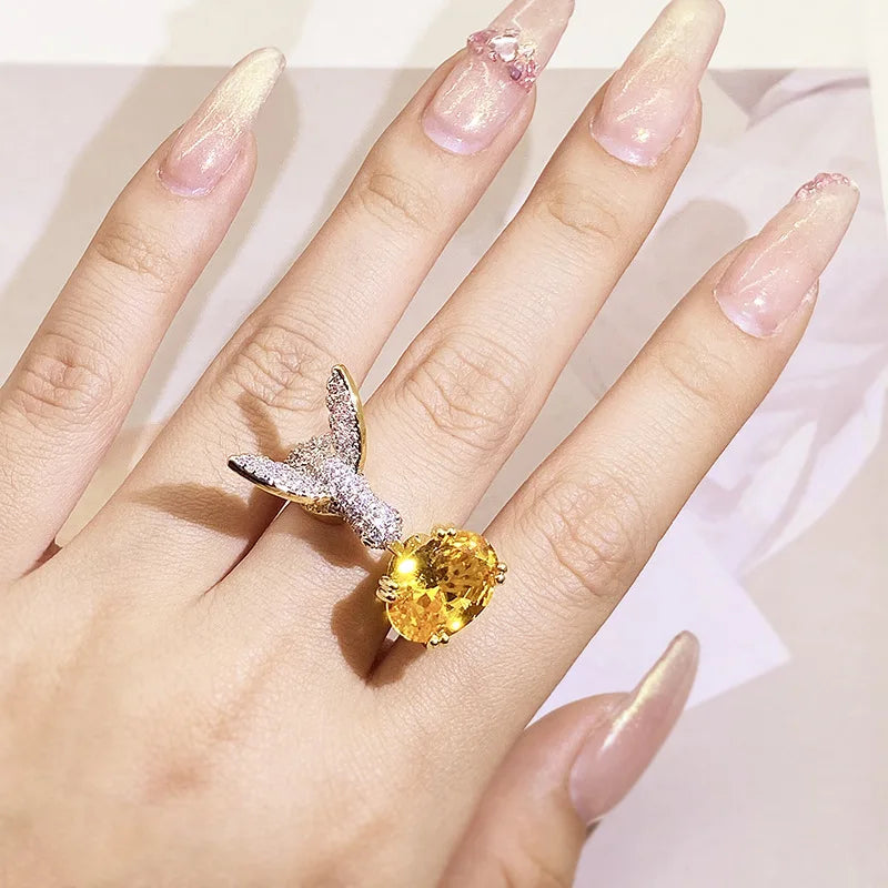 Verstellbarer Kolibri Edelstein Ring