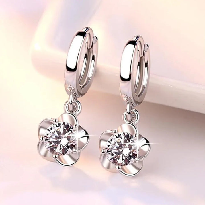 Sterlingsilber Ohrringe mit Lila und Weißen Zirkonia