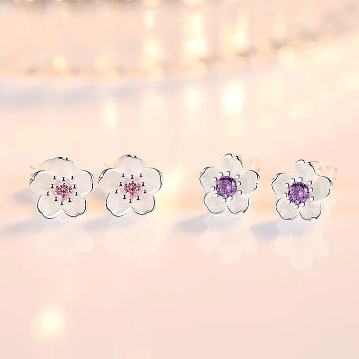 Boucles d'oreilles clous fleur en zircone cubique