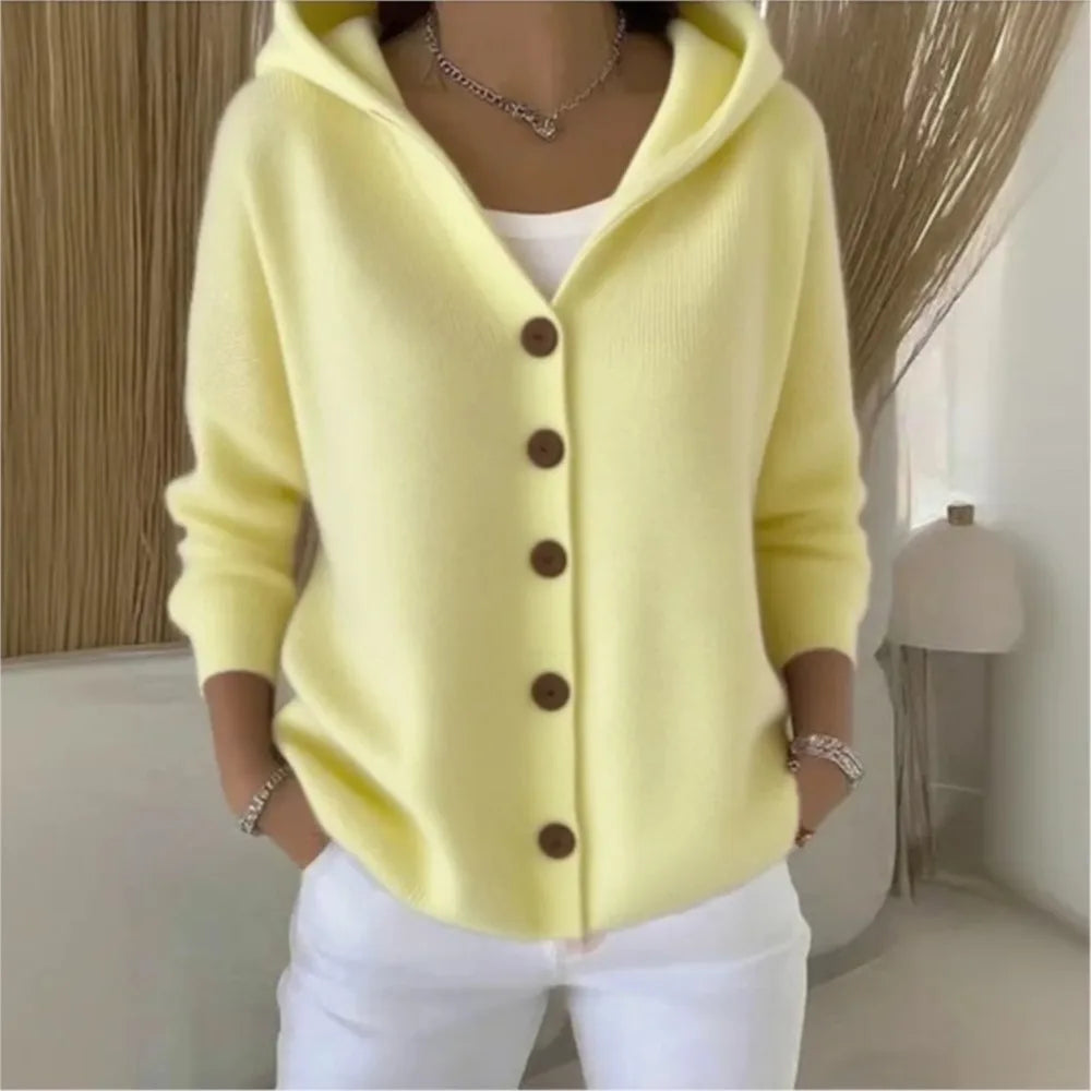 Strickjacke in Gelb und Rosa