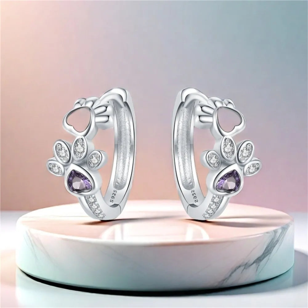 Pfoten Huggie Ohrringe in 925 Sterlingsilber