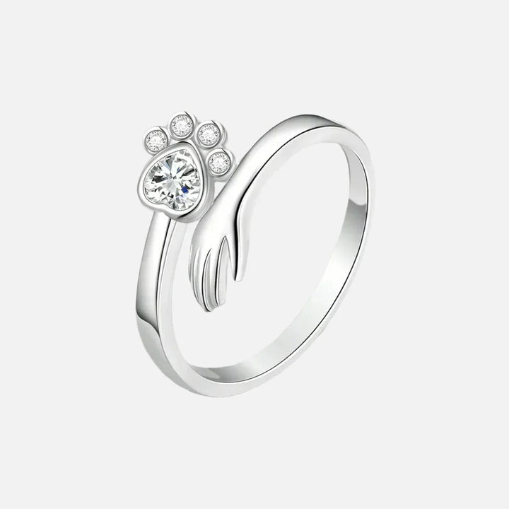 925 Sterlingsilber verstellbarer Ring mit Hand und Pfotenabdruck