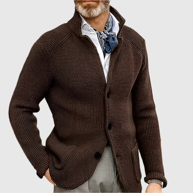 Strickjacke in Blau und Kaffeebraun - Ansicht 9