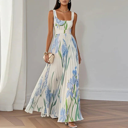 Maxikleid mit Blumenmuster in Blau