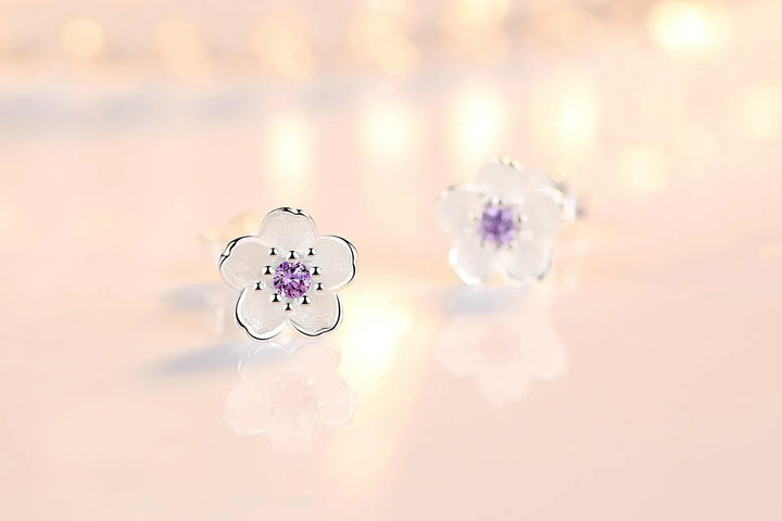 Boucles d'oreilles clous fleur en zircone cubique