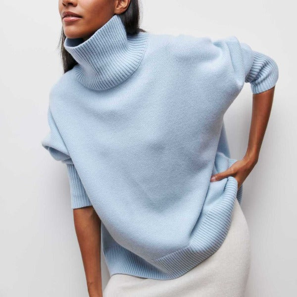 Strickpullover in Blau und Orange